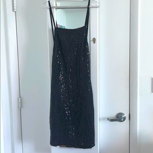 Sexy black dress with sequins and low back